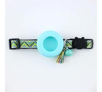 Breakaway Bobo Cat Collar with AirTag Holder, Adjustable Pet Collar with Bell & Tassel, Anti-Lost Safety Tracking Collar for Kittens, Small Dogs (Sky Blue A, Sky Blue Series)