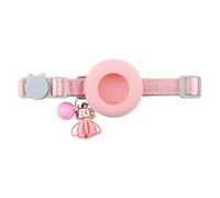 Breakaway Bobo Cat Collar with AirTag Holder, Adjustable Pet Collar with Bell & Tassel, Anti-Lost Safety Tracking Collar for Kittens, Small Dogs (Pink D, Pink Series)