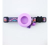 Breakaway Bobo Cat Collar with AirTag Holder, Adjustable Pet Collar with Bell & Tassel, Anti-Lost Safety Tracking Collar for Kittens, Small Dogs (Purple A, Purple Series)
