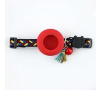 Breakaway Bobo Cat Collar with AirTag Holder, Adjustable Pet Collar with Bell & Tassel, Anti-Lost Safety Tracking Collar for Kittens, Small Dogs, Indoor Outdoor Daily Wear (Red E, Red Series)