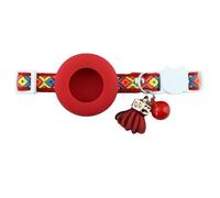 Breakaway Bobo Cat Collar with AirTag Holder, Adjustable Pet Collar with Bell & Tassel, Anti-Lost Safety Tracking Collar for Kittens, Small Dogs, Indoor Outdoor Daily Wear (Red A, Red Series)