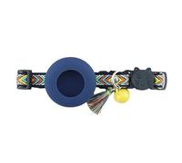 Breakaway Bobo Cat Collar with AirTag Holder, Adjustable Pet Collar with Bell & Tassel, Anti-Lost Safety Tracking Collar for Kittens, Small Dogs (Dark Blue B, Dark Blue Series)