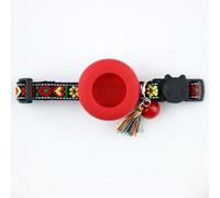 Breakaway Bobo Cat Collar with AirTag Holder, Adjustable Pet Collar with Bell & Tassel, Anti-Lost Safety Tracking Collar for Kittens, Small Dogs, Indoor Outdoor Daily Wear (Red C, Red Series)