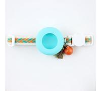 Breakaway Bobo Cat Collar with AirTag Holder, Adjustable Pet Collar with Bell & Tassel, Anti-Lost Safety Tracking Collar for Kittens, Small Dogs (Sky Blue C, Sky Blue Series)