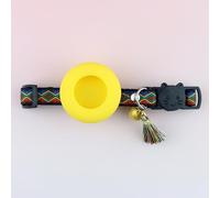 Breakaway Bobo Cat Collar with AirTag Holder, Adjustable Pet Collar with Bell & Tassel, Anti-Lost Safety Tracking Collar for Kittens, Small Dogs (Yellow D, Yellow Series)