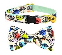 Breakaway Cat Collar Bowtie Bell, Line Fish, Wedding/Birthday Gift for Kitten