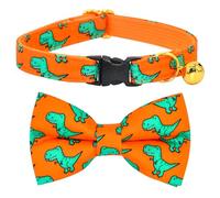 Breakaway Cat Collar Bowtie Bell, Orange Dinosaur T-rax, Wedding/Birthday Gift for Kitten
