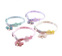 Breakaway Cat Collar, Pink Bowtie Kitty Collar with Flower, Cat Collar with Tie, Cute Cat Collar Choker Collar for Girl/Boy Cat (Set 1)