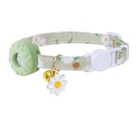 Breakaway Cat Collar with Airtag Holder,Kitten Collar with Apple Air Tag Holder and Bell for Girl Boy Cats, 0.4 Inches in Width and Lightweight. (Green Daisy)