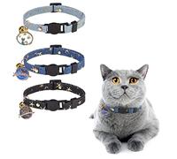 Breakaway Cat Collars - 3 Pack Adjustable Soft Kitten Collars with Removable Bell & Charm, Washable Durable Collar for Boy Girl Cats, Safety Collar for Small Medium Puppies Indoor Outdoor Use, 8"-12"
