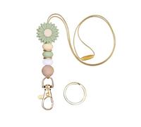 Breakaway Flower Teacher Lanyard for Keys,Keychain,ID Badge Holder,Daisy Silicone Beads Strap, Great Gift for Women,Teacher