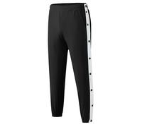 Breakaway Pants for Men Loose Fit Tear Away Sweatpants High Side Snap Pants Open Bottom Athletic Basketball Joggers Black and White X-Large