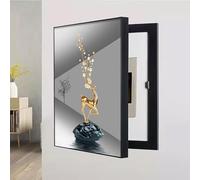 Breaker Box Cover - Decorative Electrical Panel Hide, Indoor Vertical Circuit Switch Wall Art for Living Room and Office, Black 10x40cm
