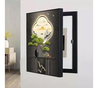 Breaker Box Cover - Decorative Electrical Panel Hide, Indoor Vertical Circuit Switch Wall Art for Living Room and Office, Black 10x40cm