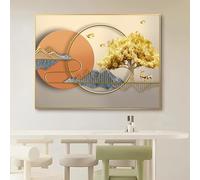 Breaker Box Cover Decorative, Fuse Box Cover Cabinet, Electric Meter CoverHide Paintings Wall Art with Frame, Decorative Door Hide Wall, for Living Room(Yellow,60 * 50cm/23.6 * 19.7in)