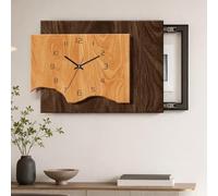 Breaker Box Cover Decorative Wall with 3D Textured and Silent Clock | Electrical Panel Cover Decorative Wall Left-Sliding for Living Rooms, Hallways and Entryways(Yellow,W60xH42cm(fits≤40x30cm))