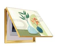 breaker box cover, Vertical electric meter box decorative painting electric panel hidden painting electric meter decorative cover with hydraulic rod bracket(D,50x40cm/19.7x15.7inch)