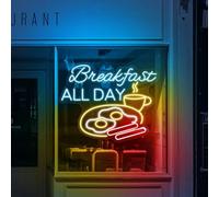 Breakfast All Day Neon Sign Breakfast All Day Sign Breakfast LED Light Breakfast Specials All Day Restaurant Coffee Shop Restaurant Open
