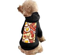 Breakfast Bacon Eggs Toast Casual Pet Hoodie Clothes for Dog Cat Coat Outfit with Hat