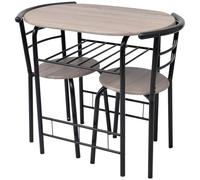 vidaXL Breakfast Bar Set 3 Piece MDF Black Kitchen Dining Room Table Stools