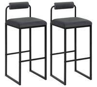 Breakfast Bar Stools Bar Kitchen Pub Counter Chair With Footrest Velvet - 4X Black