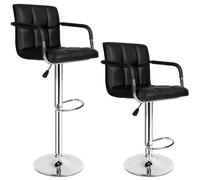 tectake 2 bar stools Harald made of artificial leather - breakfast bar stools, kitchen stools, kitchen bar stools - black
