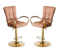 Breakfast Bar Stools Set of 2 with Faux Leather Seat, Height Adjustable Kitchen Counter Chairs, Swivel Upholstered Barstools with Back, Armrest and Footrest