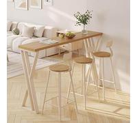Breakfast Bar Table with Footrest, Solid Wood Design, Easy Assembly, Durable Construction, Ideal for Small Spaces, Kitchen Dining, Home Pub, Breakfast Nook - 9 Pack