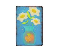 Breakfast Bouquet Cute Egg Fried Egg Retro Metal Tin Sign Poster Plaque for Garage Bar Courtyard Club Farm Bathroom Wall Decor 8x12Inch