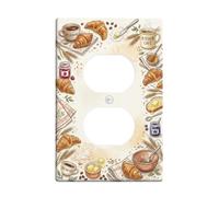 Breakfast Cafe Croissant Theme Watercolor Duplex Outlet Covers Plate