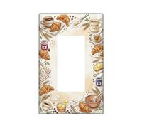 Breakfast Cafe Croissant Theme Watercolor Single Rocker Light Switch Cover