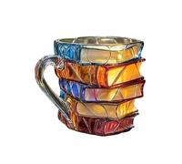 Breakfast Cereal Mug Retro 3D Coloured Book Design Glass Cup for Beer - Multifunctional Kitchen Accessories Drinking Cup Gift Idea for Readers Bookworm