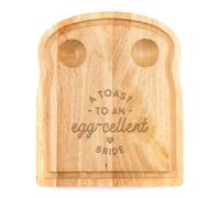 Breakfast Egg Board - "A Toast to an Egg-cellent" Birthday Gifts, Mum, Dad from Son Kids Daughter Baby - Unique Mothers Day Fathers Day Idea - Funny Engraved Pun Design Natural Wood (BRIDE)