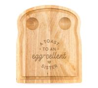 Breakfast Egg Board - "A Toast to an Egg-cellent" Birthday Gifts, Mum, Dad from Son Kids Daughter Baby - Unique Mothers Day Fathers Day Idea - Funny Engraved Pun Design Natural Wood (SISTER)