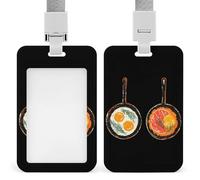 Breakfast Eggs Meat ID Badge Holder Name Card Holders Photocard Case with Lanyard for Teacher Nurse Office