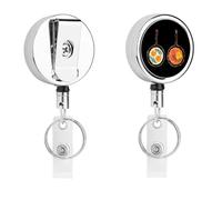 Breakfast Eggs Meat Retractable Badge Reel with Clip Keyring Name Badges Holder for Nurse and Teacher