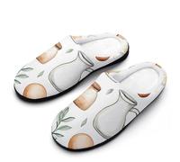 Breakfast Eggs Milk Toast Women's Slippers Cotton Warm House Shoes with Rubber Anti-Slip Sole Slip On for Home Outdoor 11-12(42-43)