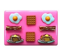 Breakfast Food Bacon Eggs Waffles Pancakes Silicone Mould Mold for Cake Decorating Cake Cupcake Toppers Icing Sugarcraft Tool by Fairie Blessings