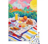 Breakfast Food Sun 1000pcs Mini Puzzle For Family Challenging | 70x50cm Cardboard Living Room Decor Durable Structure Birthday Gift Stress Relief