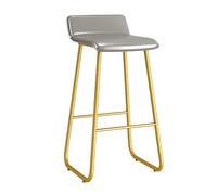 Breakfast Height 25.6 inch Wrought Iron Metal Stools Square Backrest Cushioned Upholstered Bar Counter Stool (Grey 29.5in)