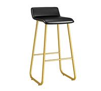 Breakfast Height 25.6 inch Wrought Iron Metal Stools Square Backrest Cushioned Upholstered Bar Counter Stool (Black 25.6in)