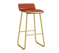 Breakfast Height 25.6 inch Wrought Iron Metal Stools Square Backrest Cushioned Upholstered Bar Counter Stool (Brown 25.6in)