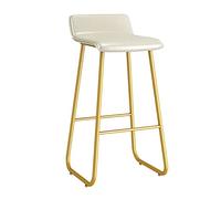 Breakfast Height 25.6 inch Wrought Iron Metal Stools Square Backrest Cushioned Upholstered Bar Counter Stool (Beige 25.6in)