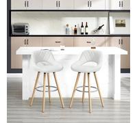 Breakfast Kitchen Counter Bar Stool Chair Wood Legs Barstool High Stool - White