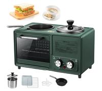 Breakfast Machine, 4 in 1 Multifunctional Station with Non-Stick Frying Pan and 1.2L Cooking Pot, 8L Baking Area for Camping or Home Use