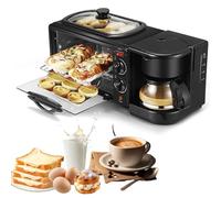 Breakfast Maker Electric 3-in-1 Station 1050W with Coffee Maker, Temperature Control 100-230°C, 30min Timer, 9L Mini Oven for Kitchen
