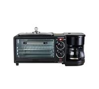 Breakfast Maker Station with Toaster, Egg Cooker, Coffee Machine, 1050W Stainless Steel Multi Cooker for Toast, Eggs, Bacon, and Coffee, Portable Oven