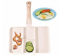 Breakfast Pan, Multi-Functional 4-Section Design, Quick-Clean Surface, 35cm Skillet for Omelets and Pancakes, Hanging Handle