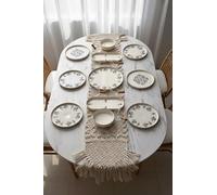 Breakfast Serving Set 23 Piece Stackable Ceramic 6-Person Set with Sauce Bowls and Spoons, White Breakfast Plate Set, Modern Serving Dishes - White, One Size