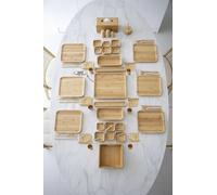 Breakfast Serving Set 67 Piece Bamboo 6-Person Full Set, Brown Bamboo Breakfast Plate Set, Modern Serving Dishes for Home, Kitchen, Dining - Brown, One Size